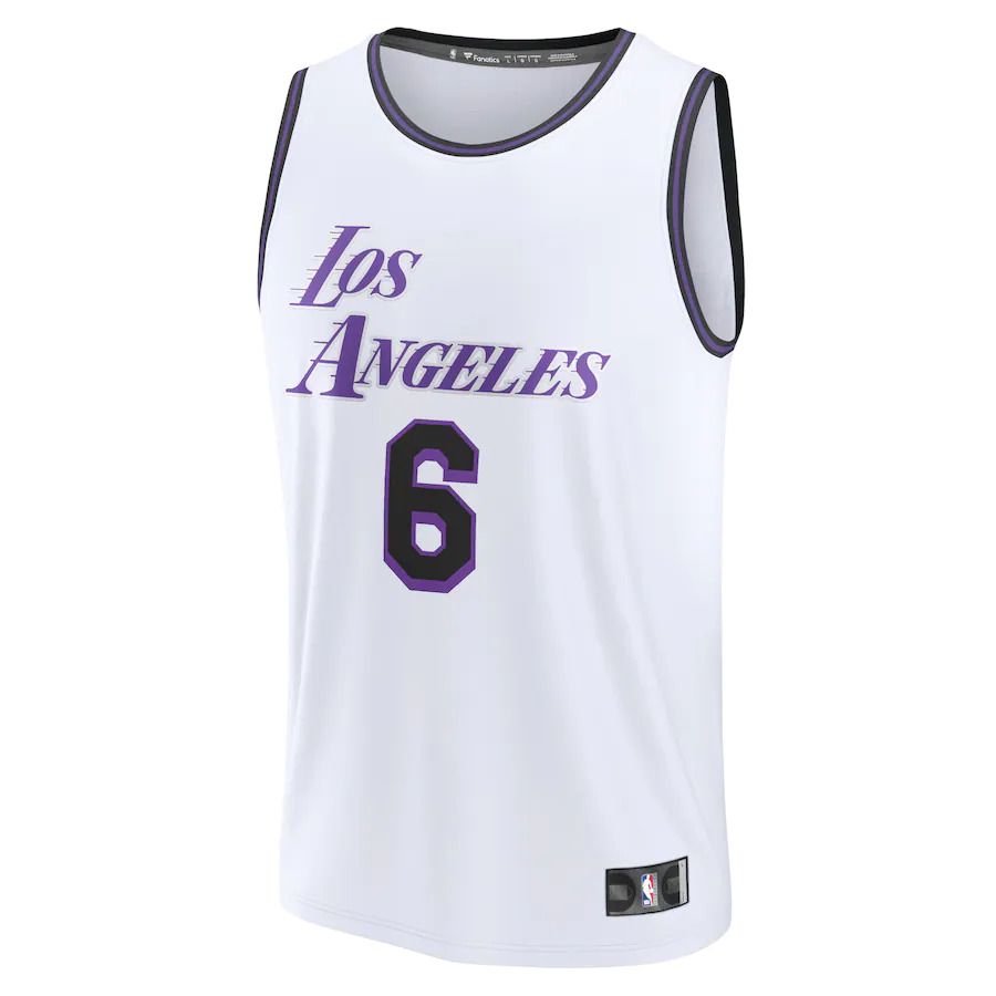 Men Los Angeles Lakers #6 LeBron James Fanatics Branded White City Edition 2022-23 Fastbreak NBA Jersey